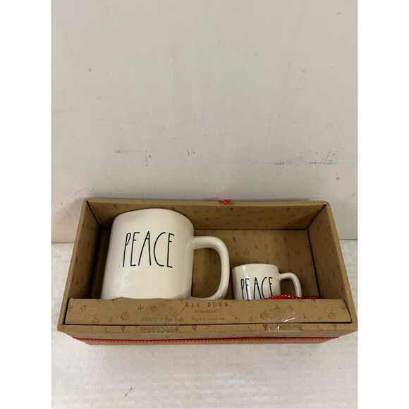 Rae Dunn Peace ceramic coffee mug and Christmas ornament new - Picture 2 of 4